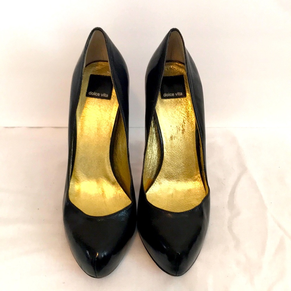 Dolce Vita Black patent leather platform stillettos